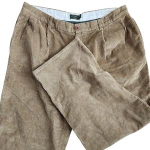 CC Filson Corduroy Pleated Chino Pants Men's 42x29 Brown Casual Office Straight 